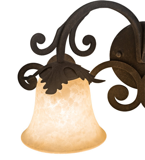Meyda Lighting Christiana 20" 2-Light Distressed Chestnut Wall Sconce With Beige Scavo Art Shade Glass