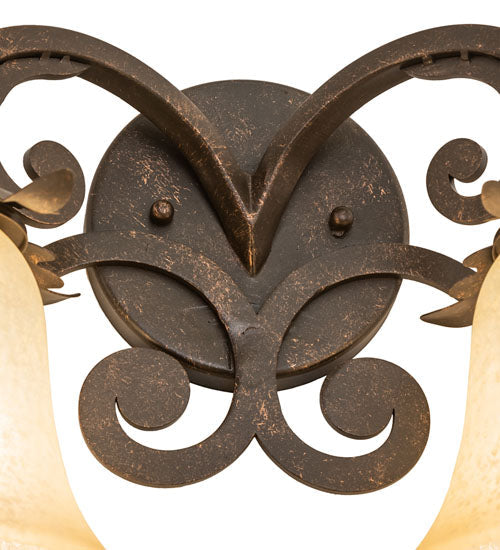 Meyda Lighting Christiana 20" 2-Light Gilded Tobacco Wall Sconce With Beige Scavo Art Shade