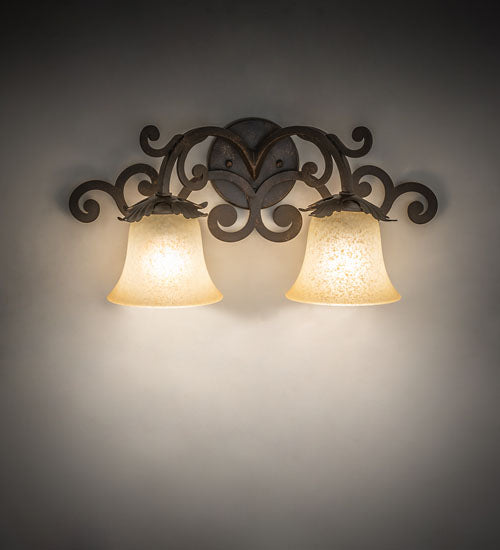 Meyda Lighting Christiana 20" 2-Light Gilded Tobacco Wall Sconce With Beige Scavo Art Shade