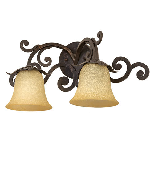 Meyda Lighting Christiana 20" 2-Light Gilded Tobacco Wall Sconce With Beige Scavo Art Shade