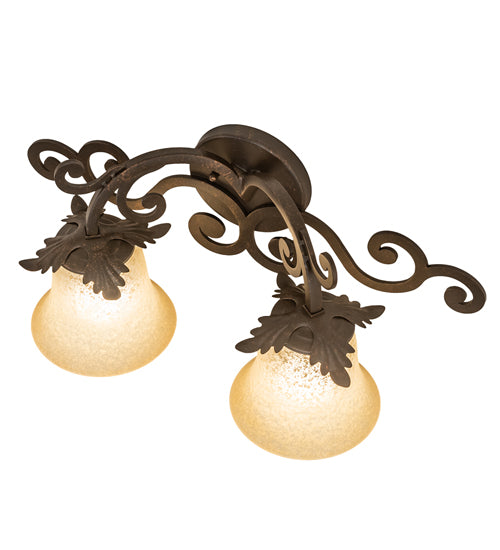 Meyda Lighting Christiana 20" 2-Light Gilded Tobacco Wall Sconce With Beige Scavo Art Shade