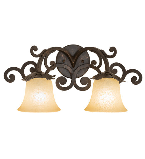 Meyda Lighting Christiana 20" 2-Light Gilded Tobacco Wall Sconce With Beige Scavo Art Shade