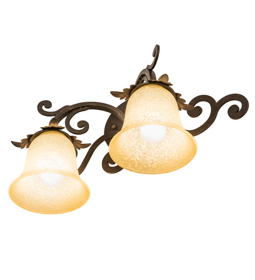 Meyda Lighting Christiana 20" 2-Light Gilded Tobacco Wall Sconce With Beige Scavo Art Shade