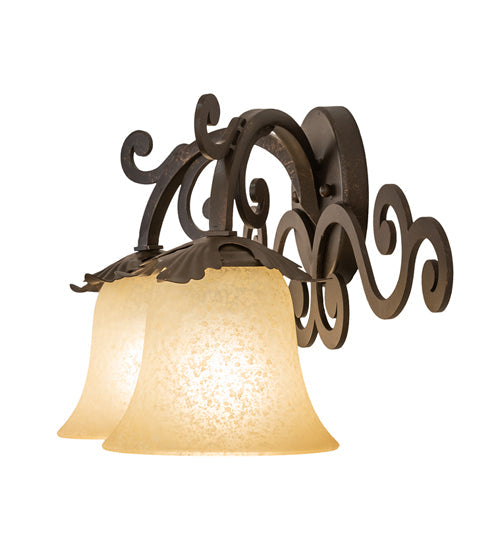 Meyda Lighting Christiana 20" 2-Light Gilded Tobacco Wall Sconce With Beige Scavo Art Shade