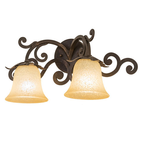 Meyda Lighting Christiana 20" 2-Light Gilded Tobacco Wall Sconce With Beige Scavo Art Shade