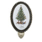 Meyda Lighting Christmas 4" Antique Brass Night Light With Christmas Tree Shade Glass