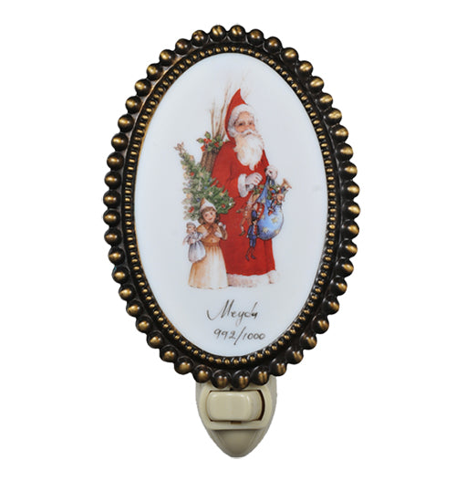 Meyda Lighting Christmas 4"W x 6"H 12-Light Antique Brass Night Light With Assorted Shade
