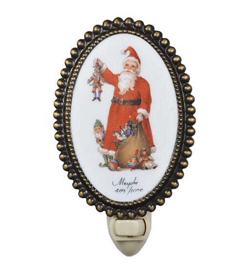Meyda Lighting Christmas 4"W x 6"H 12-Light Antique Brass Night Light With Assorted Shade