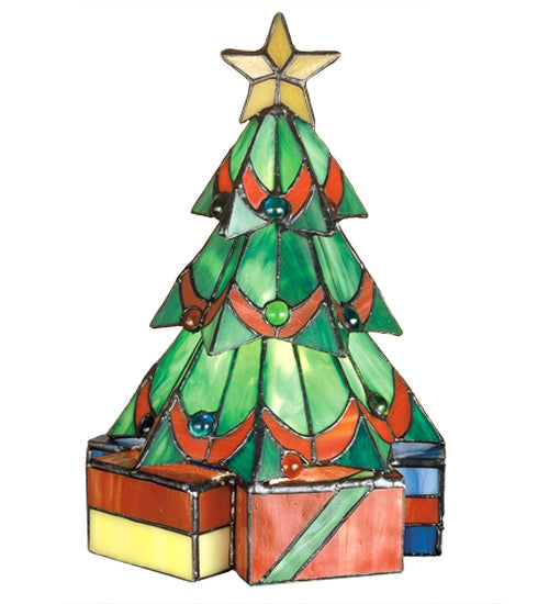 Meyda Lighting Christmas Tree 9" Accent Table Lamp With Multi-Colored Shade Glass
