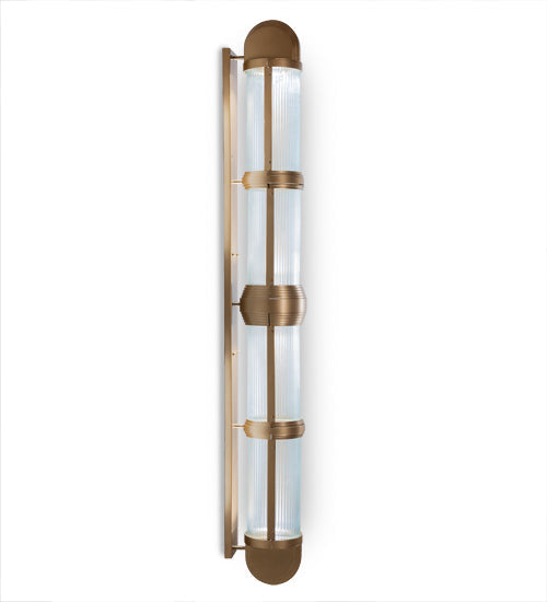 Meyda Lighting Christy 10" 4-Light Gold Metallic Wall Sconce With Frosted Clear Fluted Shade Glass