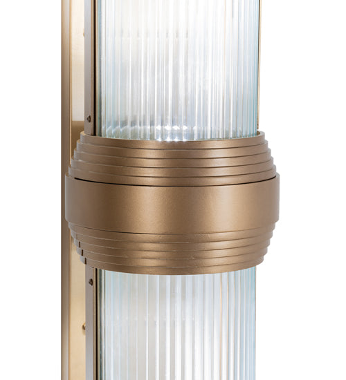 Meyda Lighting Christy 10" 4-Light Gold Metallic Wall Sconce With Frosted Clear Fluted Shade Glass