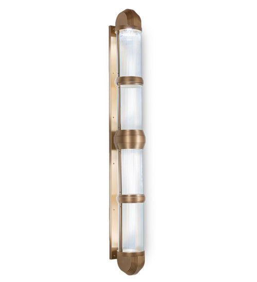 Meyda Lighting Christy 10" 4-Light Gold Metallic Wall Sconce With Frosted Clear Fluted Shade Glass