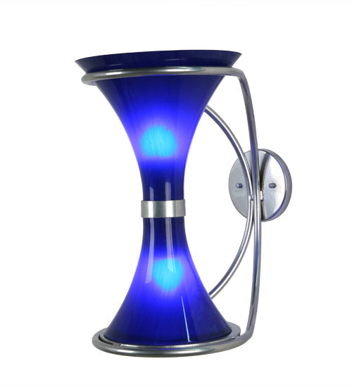 Meyda Lighting Chronos 10" 2-Light Chrome Wall Sconce With Blue Idalight Shade Glass