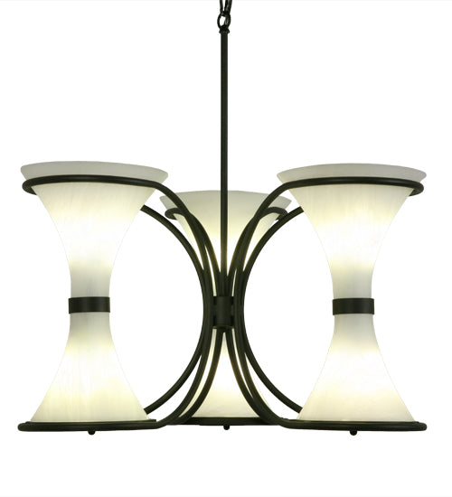 Meyda Lighting Chronos 30" 3-Light Blackwash Chandelier With Statuario Idalight Shade