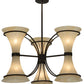 Meyda Lighting Chronos 30" 6-Light 3-Arm Classic Rust Chandelier With Sahara Taupe Idalight Shade Glass