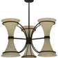 Meyda Lighting Chronos 30" 6-Light 3-Arm Classic Rust Chandelier With Sahara Taupe Idalight Shade Glass