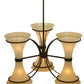 Meyda Lighting Chronos 30" 6-Light 3-Arm Classic Rust Chandelier With Sahara Taupe Idalight Shade Glass