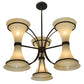 Meyda Lighting Chronos 30" 6-Light 3-Arm Classic Rust Chandelier With Sahara Taupe Idalight Shade Glass
