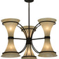 Meyda Lighting Chronos 30" 6-Light 3-Arm Classic Rust Chandelier With Sahara Taupe Idalight Shade Glass