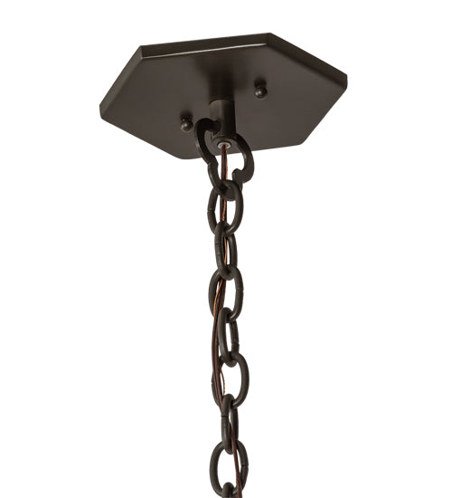 Meyda Lighting Church 14" Timeless Bronze Inverted Pendant Light With Beige Ripple Shade Glass