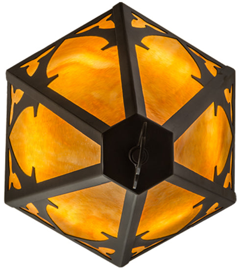 Meyda Lighting Church 14" Timeless Bronze Inverted Pendant Light With Beige Ripple Shade Glass