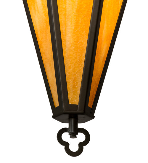 Meyda Lighting Church 14" Timeless Bronze Inverted Pendant Light With Beige Ripple Shade Glass