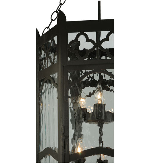 Meyda Lighting Church 19" 2-Light Timeless Bronze Pendant Light With Clear Water Art Shade Glass