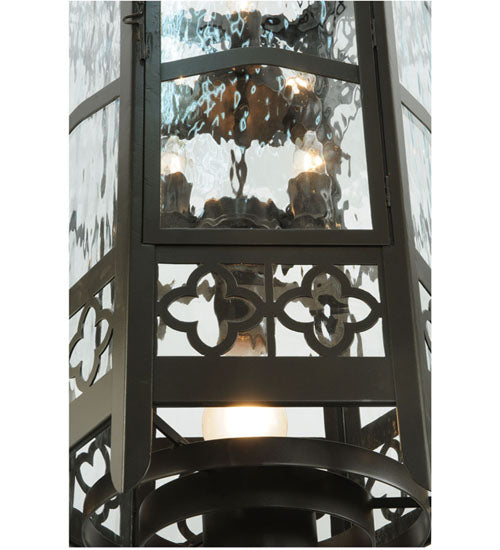 Meyda Lighting Church 19" 2-Light Timeless Bronze Pendant Light With Clear Water Art Shade Glass