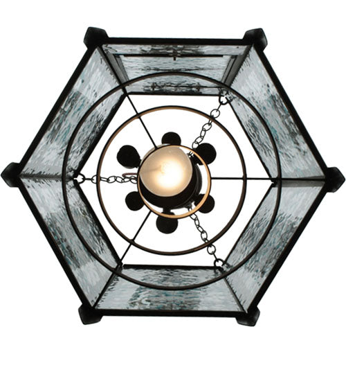Meyda Lighting Church 19" 2-Light Timeless Bronze Pendant Light With Clear Water Art Shade Glass