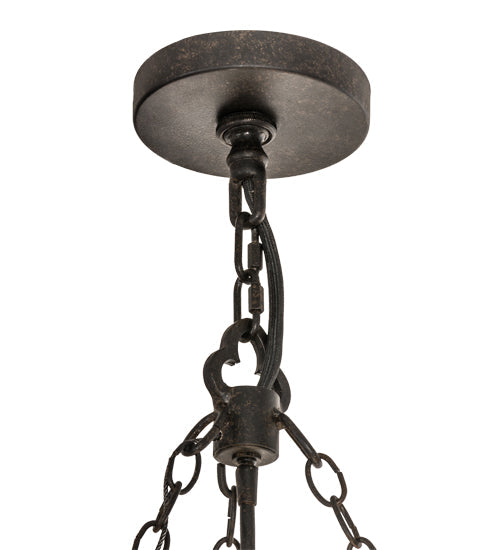 Meyda Lighting Church 36" 13-Light Chestnut Pendant Light With Clear Water Shade Glass