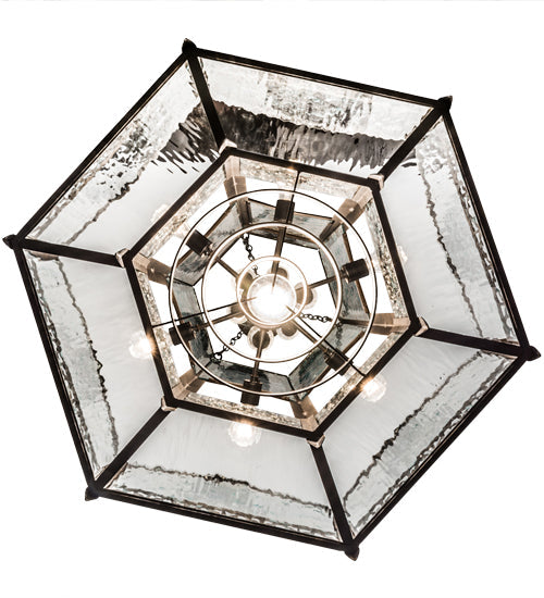 Meyda Lighting Church 36" 13-Light Chestnut Pendant Light With Clear Water Shade Glass