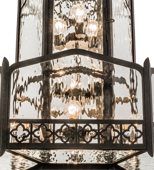 Meyda Lighting Church 36" 13-Light Chestnut Pendant Light With Clear Water Shade Glass