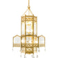 Meyda Lighting Church 36" 13-Light Goldtastic Pendant Light With Clear Water Art Shade Glass