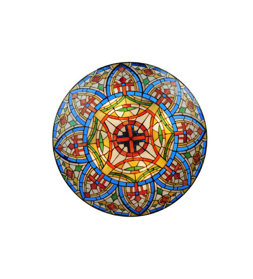 Meyda Lighting Church Dome 24" 4-Light Mahogany Bronze Inverted Pendant Light With Multi-Colored Shade Glass