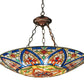 Meyda Lighting Church Dome 24" 4-Light Mahogany Bronze Inverted Pendant Light With Multi-Colored Shade Glass
