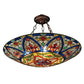 Meyda Lighting Church Dome 24" 4-Light Mahogany Bronze Inverted Pendant Light With Multi-Colored Shade Glass