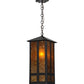 Meyda Lighting Church Street 14" Craftsman Brown Pendant Light With Amber Mica Shade Glass
