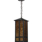 Meyda Lighting Church Street 14" Craftsman Brown Pendant Light With Amber Mica Shade Glass