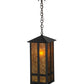 Meyda Lighting Church Street 14" Craftsman Brown Pendant Light With Amber Mica Shade Glass