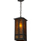 Meyda Lighting Church Street 14" Craftsman Brown Pendant Light With Amber Mica Shade Glass