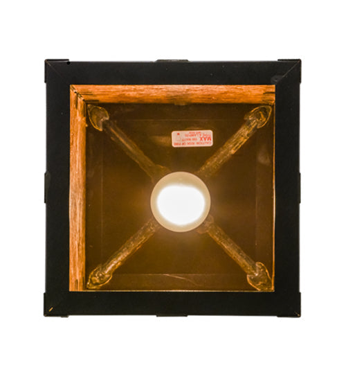 Meyda Lighting Church Street 14" Craftsman Brown Pendant Light With Amber Mica Shade Glass
