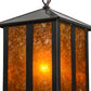 Meyda Lighting Church Street 14" Craftsman Brown Pendant Light With Amber Mica Shade Glass