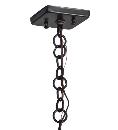 Meyda Lighting Church Street 14" Craftsman Brown Pendant Light With Amber Mica Shade Glass