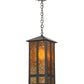 Meyda Lighting Church Street 14" Craftsman Brown Pendant Light With Amber Mica Shade Glass
