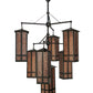 Meyda Lighting Church Street 47" 7-Light Craftsman Brown Chandelier With Silver Mica Shade Glass