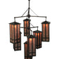 Meyda Lighting Church Street 47" 7-Light Craftsman Brown Chandelier With Silver Mica Shade Glass