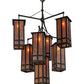 Meyda Lighting Church Street 47" 7-Light Craftsman Brown Chandelier With Silver Mica Shade Glass