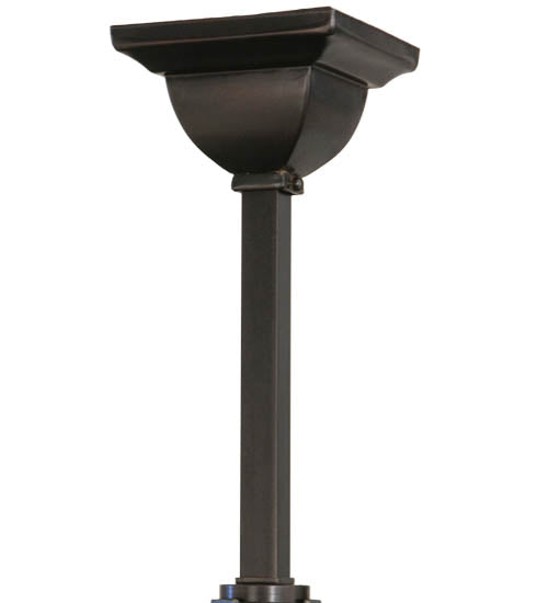 Meyda Lighting Church Street 47" 7-Light Craftsman Brown Chandelier With Silver Mica Shade Glass