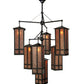 Meyda Lighting Church Street 47" 7-Light Craftsman Brown Chandelier With Silver Mica Shade Glass