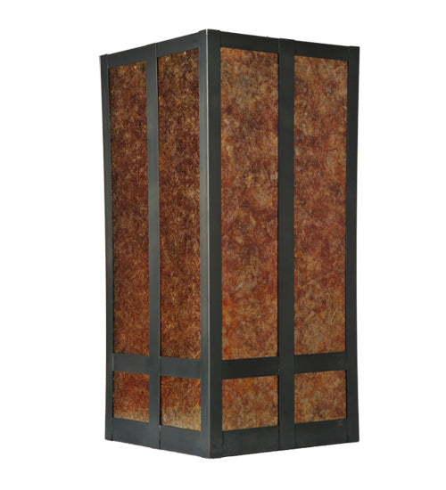 Meyda Lighting Church Street 58" 7-Light Craftsman Brown Chandelier With Amber Mica Shade Glass